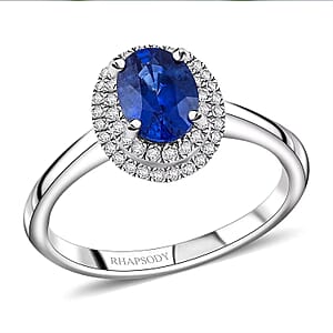 Certified & Appraised Rhapsody AAAA Ceylon Blue Sapphire and E-F VS Diamond 1.30 ctw Ring in 950 Platinum (Size 7.5) 5.10 Grams
