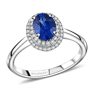 Certified & Appraised Rhapsody AAAA Ceylon Blue Sapphire and E-F VS Diamond 1.35 ctw Ring in 950 Platinum (Size 8.5) 5.10 Grams