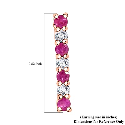Premium Mozambique Pink Sapphire and Moissanite 1.25 ctw Latch Back Earrings in 18K Vermeil Rose Gold Over Sterling Silver