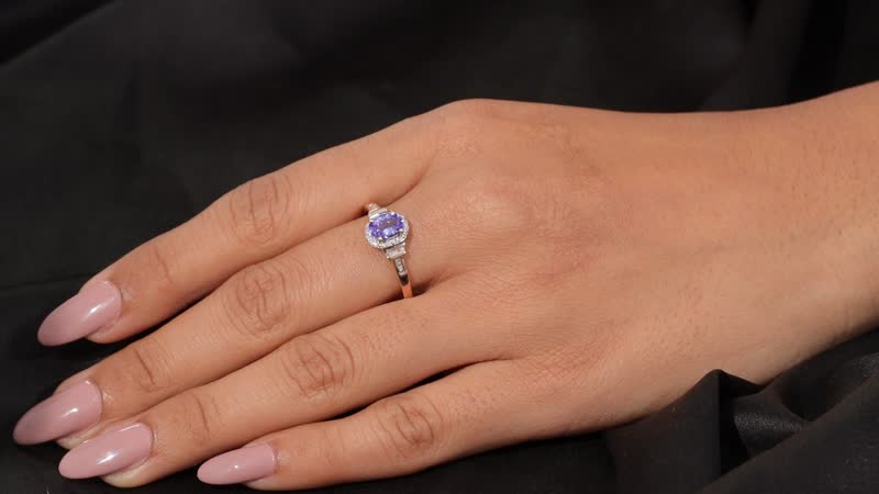 Tanzanite and Diamond 1.00 ctw Ring in 18K Vermeil Rose Gold Over Sterling Silver (Size 10.0)