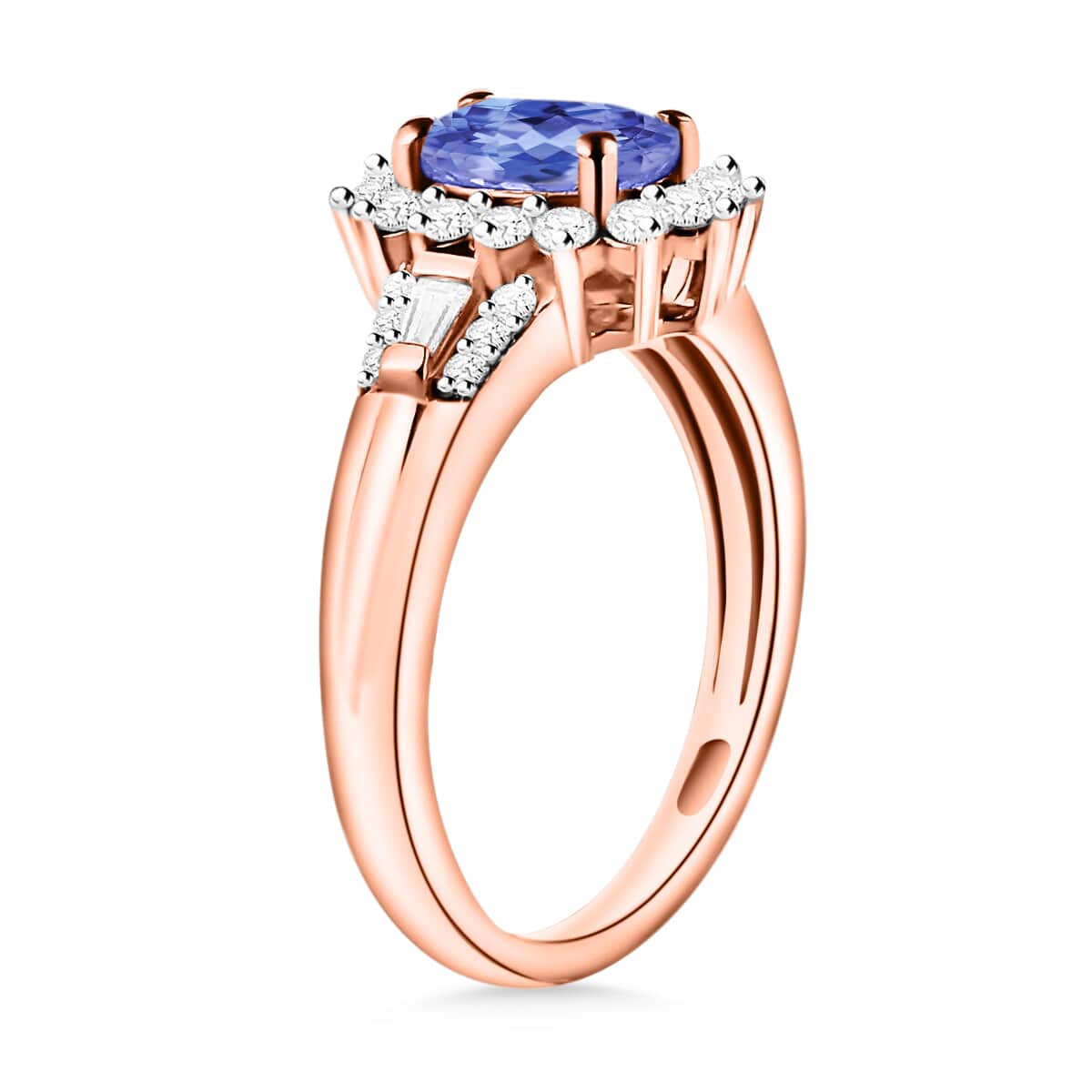 Tanzanite and Moissanite Sunburst Ring in 18K Vermeil Rose Gold Over Sterling Silver (Size 10.0) 1.25 ctw image number 2