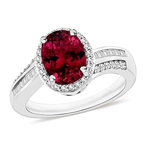 Rhapsody AAAA Ouro Fino Rubellite and E-F VS2 Diamond 2.68 ctw Ring in 950 Platinum (Size 10.0) 5.85 Grams