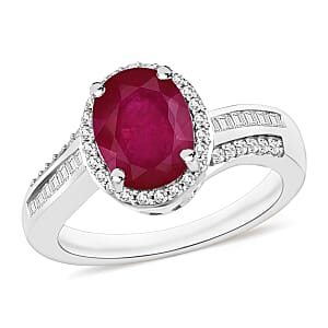 Rhapsody AAAA Mozambique Ruby and E-F VS2 Diamond 2.88 ctw Ring in 950 Platinum (Size 10.0) 5.85 Grams