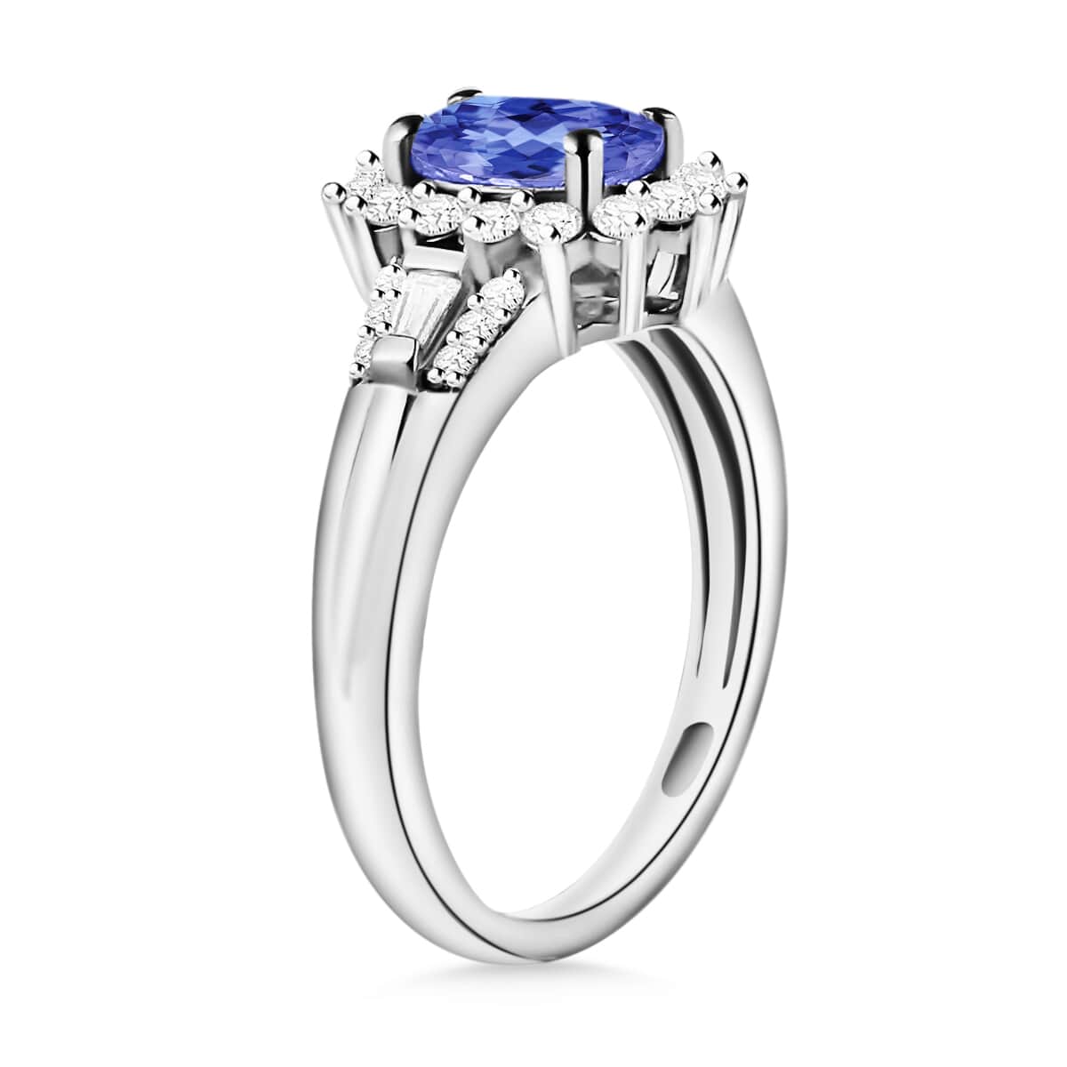 Luxoro Premium Tanzanite and G-H I1 Diamond Sunburst Ring in 14K White Gold (Size 10.0) 1.20 ctw image number 2