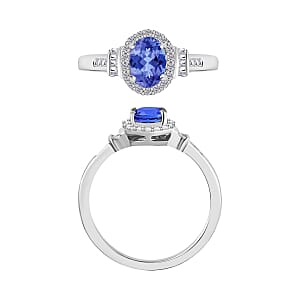 Luxoro Premium Tanzanite and G-H I1 Diamond 1.00 ctw Ring in 14K White Gold (Size 10.0) (Del. in 10-12 Days)