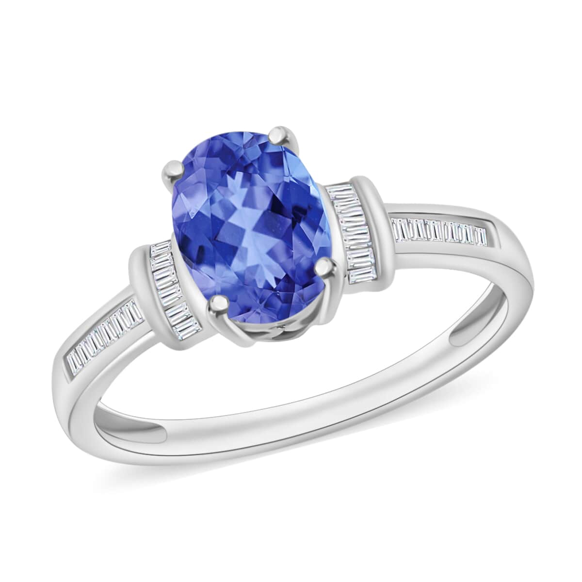 Luxoro Premium Tanzanite and G-H I1 Diamond Ring in 14K White Gold (Size 10.0) 1.50 ctw image number 0