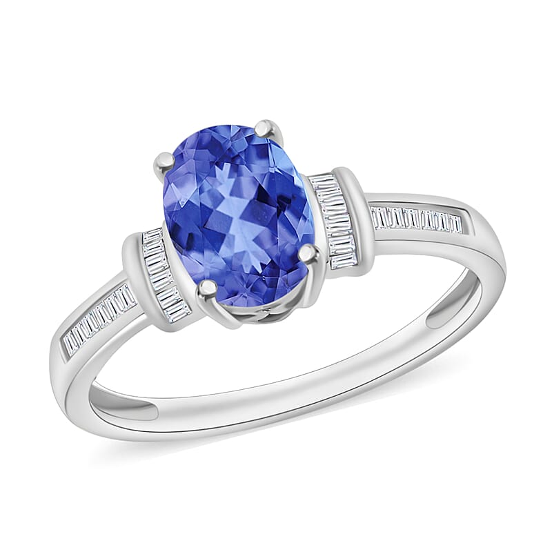 Luxoro Premium Tanzanite and G-H I1 Diamond 1.50 ctw Ring in 14K White Gold (Size 10.0)