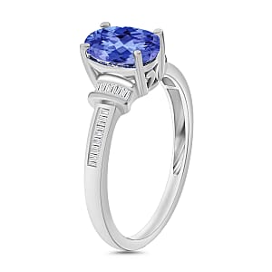 Luxoro Premium Tanzanite and G-H I1 Diamond 1.50 ctw Ring in 14K White Gold (Size 10.0) (Del. in 10-12 Days)
