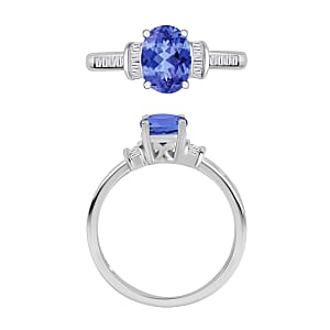 Luxoro Premium Tanzanite and G-H I1 Diamond 1.50 ctw Ring in 14K White Gold (Size 10.0) (Del. in 10-12 Days)