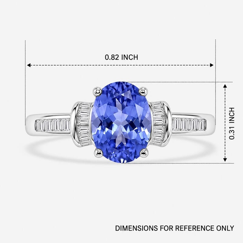 Luxoro Premium Tanzanite and G-H I1 Diamond 1.50 ctw Ring in 14K White Gold (Size 10.0)