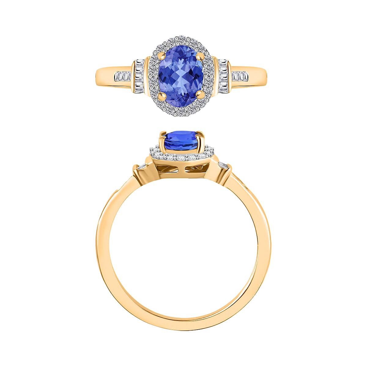 Luxoro Premium Tanzanite and G-H I1 Diamond 1.00 ctw Ring in 14K Yellow Gold (Size 7.0) (Del. in 10-12 Days) image number 3