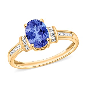 Luxoro Premium Tanzanite and G-H I1 Diamond 1.50 ctw Ring in 14K Yellow Gold (Size 6.0) (Del. in 10-12 Days)