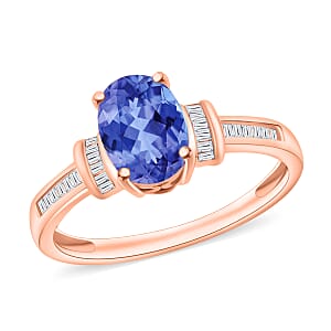 Luxoro Premium Tanzanite and G-H I1 Diamond 1.50 ctw Ring in 14K Rose Gold (Size 10.0) (Del. in 10-12 Days)