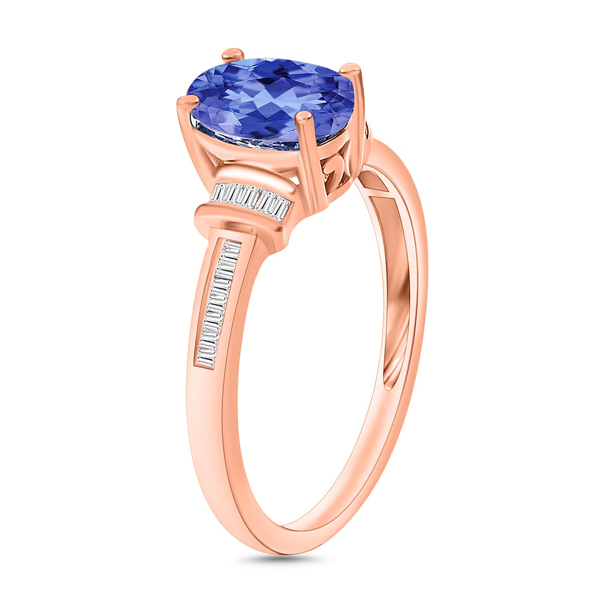 Luxoro Premium Tanzanite and G-H I1 Diamond 1.50 ctw Ring in 14K Rose Gold (Size 6.0) (Del. in 10-12 Days) image number 2