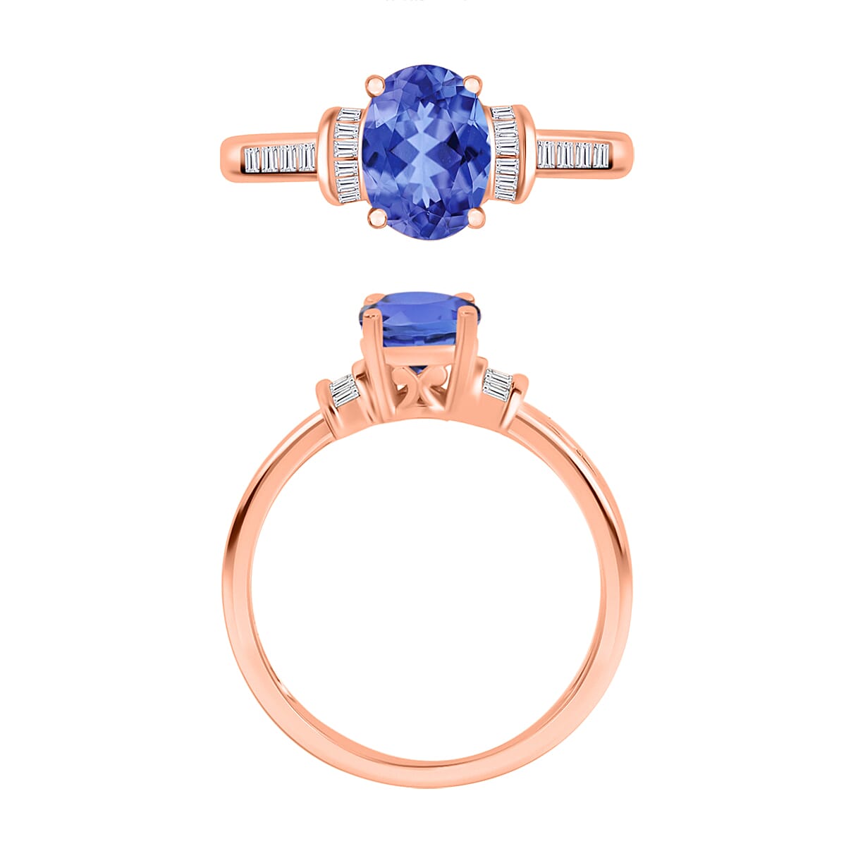 Luxoro Premium Tanzanite and G-H I1 Diamond 1.50 ctw Ring in 14K Rose Gold (Size 6.0) (Del. in 10-12 Days) image number 3