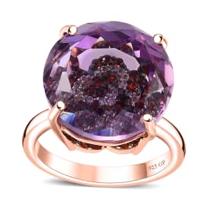 GP Italian Garden Collection Rose De France Amethyst and Multi Gemstone 15.00 ctw Ring in 18K Vermeil Rose Gold Over Sterling Silver (Size 10.0) (Del. in 10-12 Days)