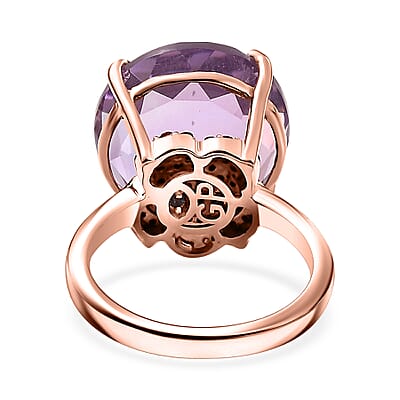 GP Italian Garden Collection Rose De France Amethyst and Multi Gemstone 15.00 ctw Ring in 18K Vermeil Rose Gold Over Sterling Silver (Size 10.0) (Del. in 10-12 Days)