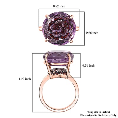 GP Italian Garden Collection Rose De France Amethyst and Multi Gemstone 15.00 ctw Ring in 18K Vermeil Rose Gold Over Sterling Silver (Size 10.0) (Del. in 10-12 Days)