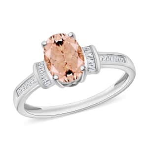 Luxoro Premium Marropino Morganite and G-H I1 Diamond 1.50 ctw Ring in 14K White Gold (Size 10.0)