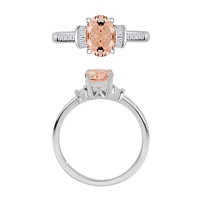Luxoro Premium Marropino Morganite and G-H I1 Diamond 1.50 ctw Ring in 14K White Gold (Size 10.0)
