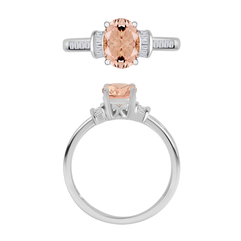 Luxoro Premium Marropino Morganite and G-H I1 Diamond 1.50 ctw Ring in 14K White Gold (Size 10.0)