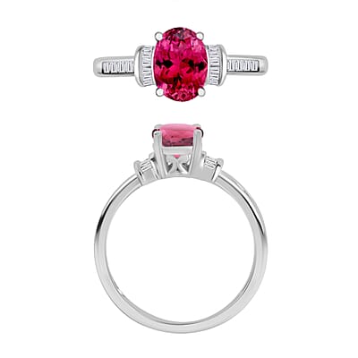 Luxoro Premium Ouro Fino Rubellite and G-H I1 Diamond 1.50 ctw Ring in 14K White Gold (Size 9.0)