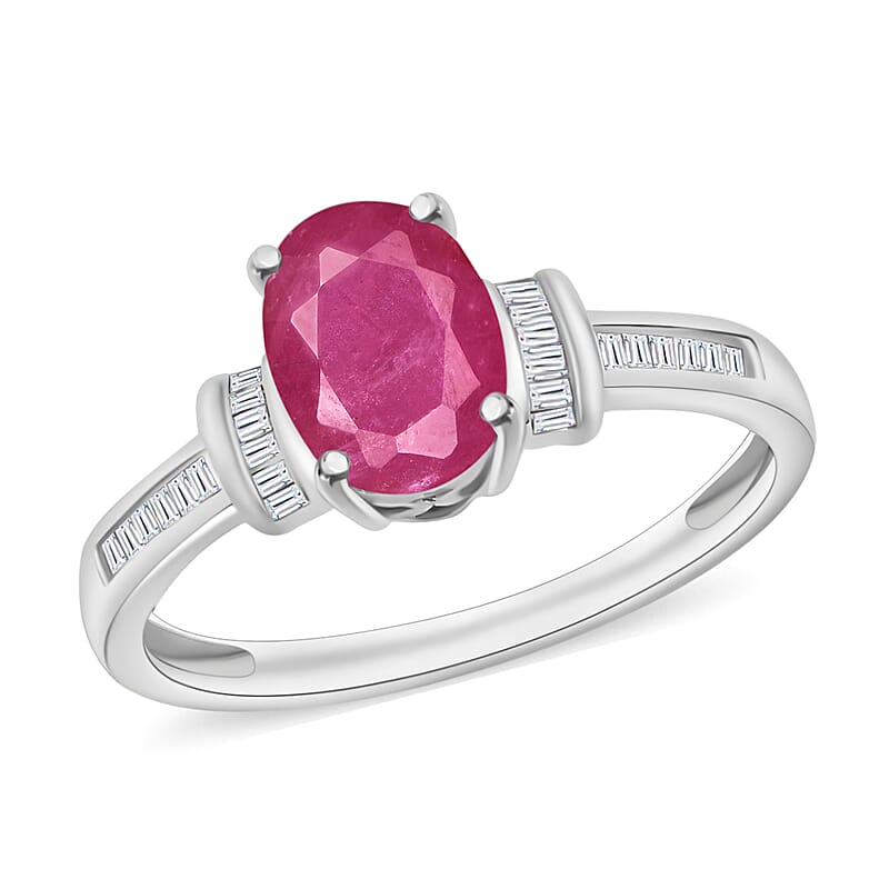 Luxoro Premium Mozambique Ruby and G-H I1 Diamond 1.75 ctw Ring in 14K White Gold (Size 10.0)
