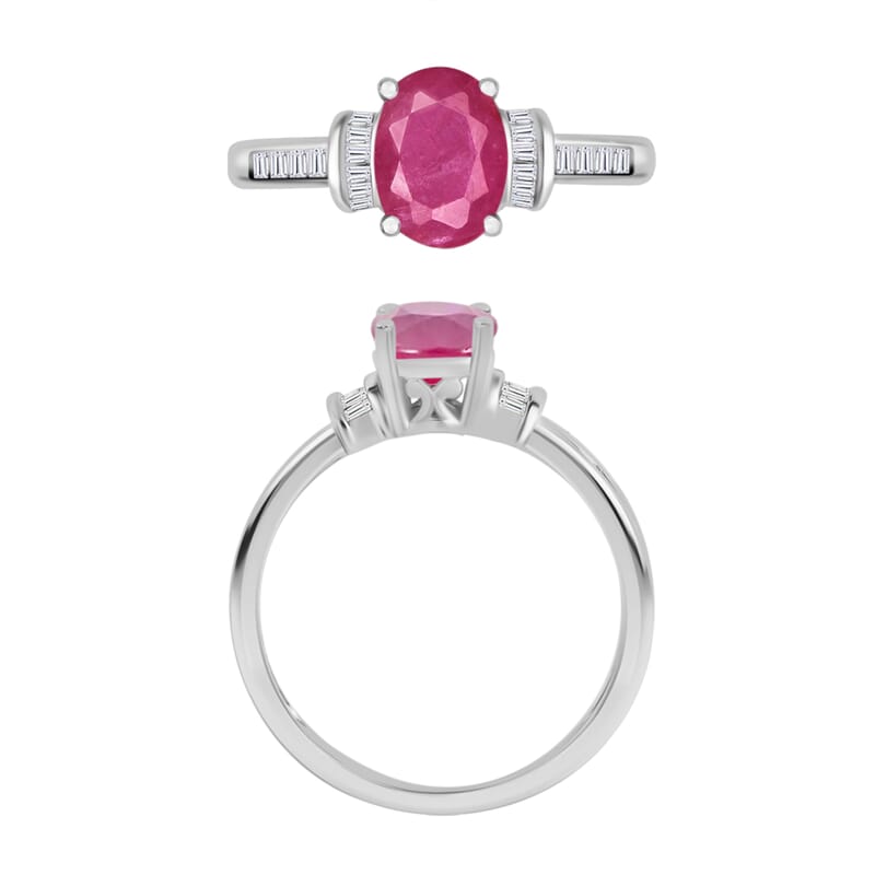 Luxoro Premium Mozambique Ruby and G-H I1 Diamond 1.75 ctw Ring in 14K White Gold (Size 10.0)