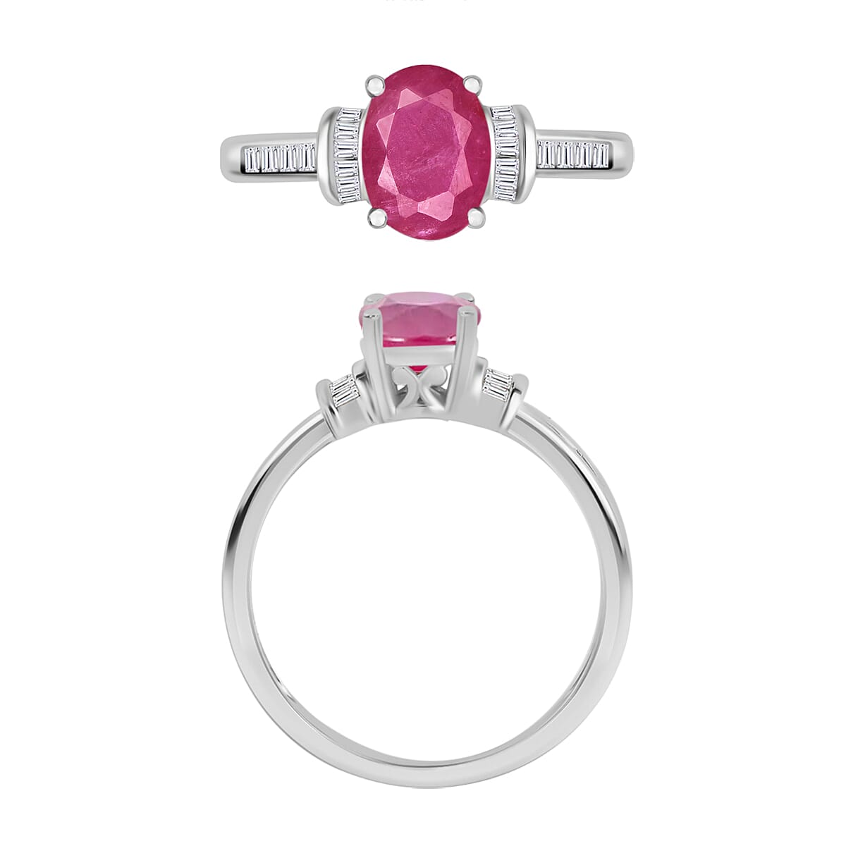 Luxoro Premium Mozambique Ruby and G-H I1 Diamond 1.75 ctw Ring in 14K White Gold (Size 7.5) (Del. in 10-12 Days) image number 3