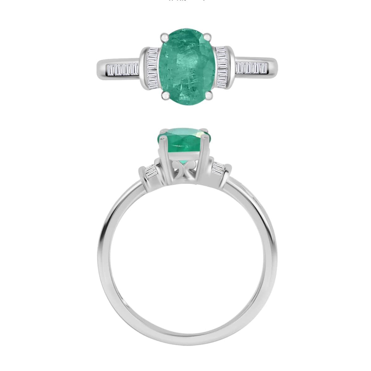 Luxoro Premium Kagem Zambian Emerald and G-H I1 Diamond 1.35 ctw Ring in 14K White Gold image number 3