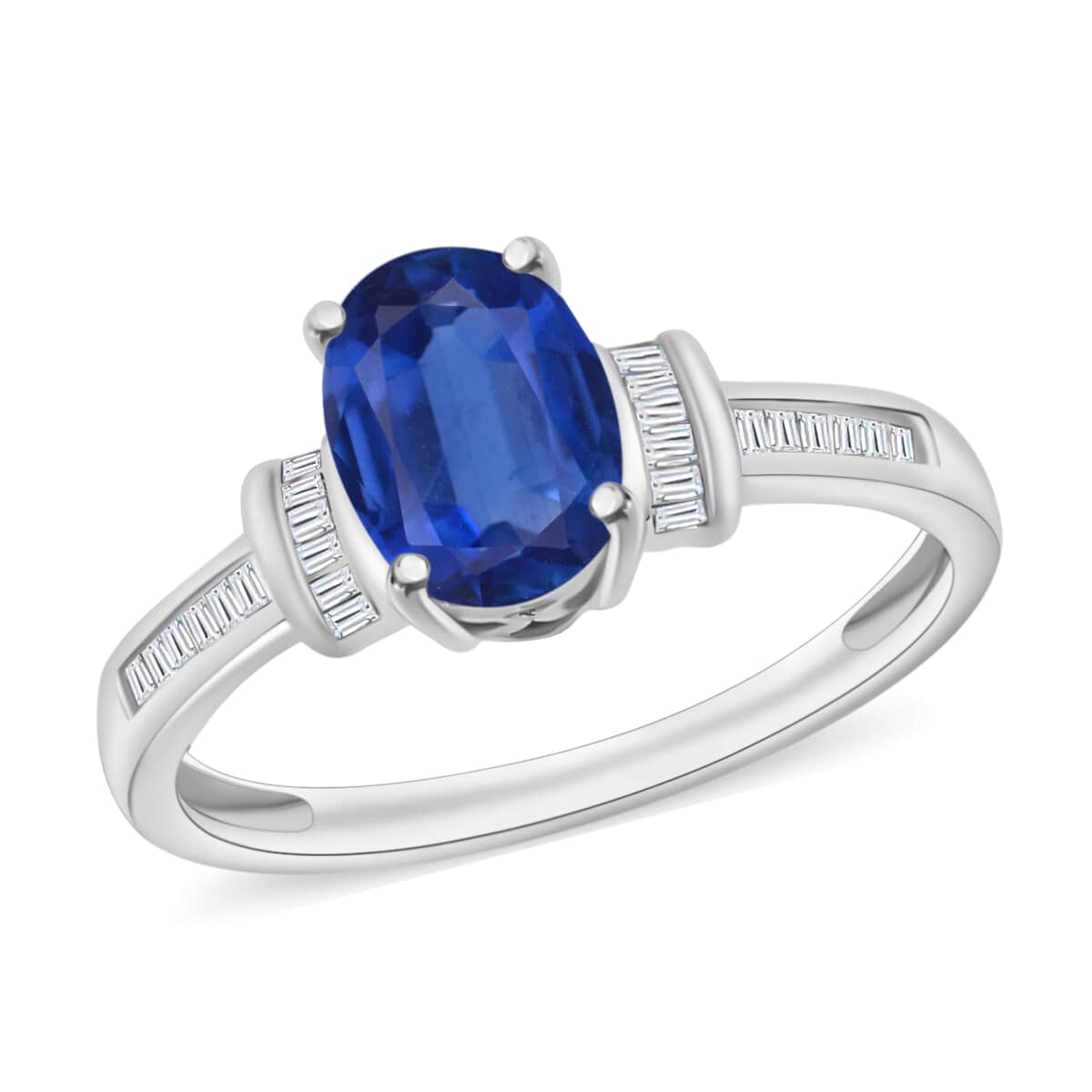 Luxoro Premium Kanchanaburi Blue Sapphire and G-H I1 Diamond 1.50 ctw Ring in 14K White Gold (Size 10.0) image number 0