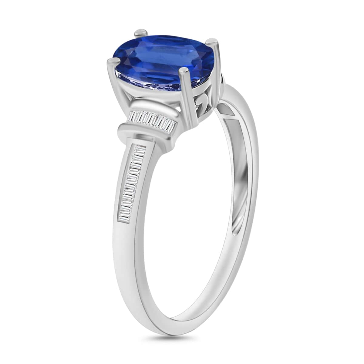 Luxoro Premium Kanchanaburi Blue Sapphire and G-H I1 Diamond 1.50 ctw Ring in 14K White Gold (Size 10.0) image number 2