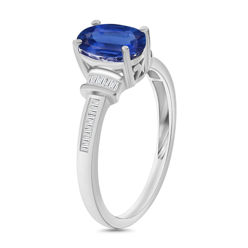 Luxoro Premium Kanchanaburi Blue Sapphire and G-H I1 Diamond 1.50 ctw Ring in 14K White Gold (Size 10.0)