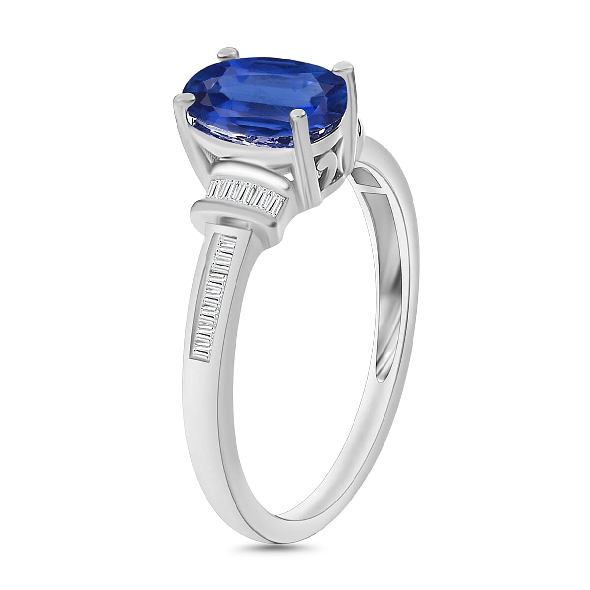 Luxoro Premium Kanchanaburi Blue Sapphire and G-H I1 Diamond 1.50 ctw Ring in 14K White Gold (Size 10.5) (Del. in 10-12 Days) image number 2