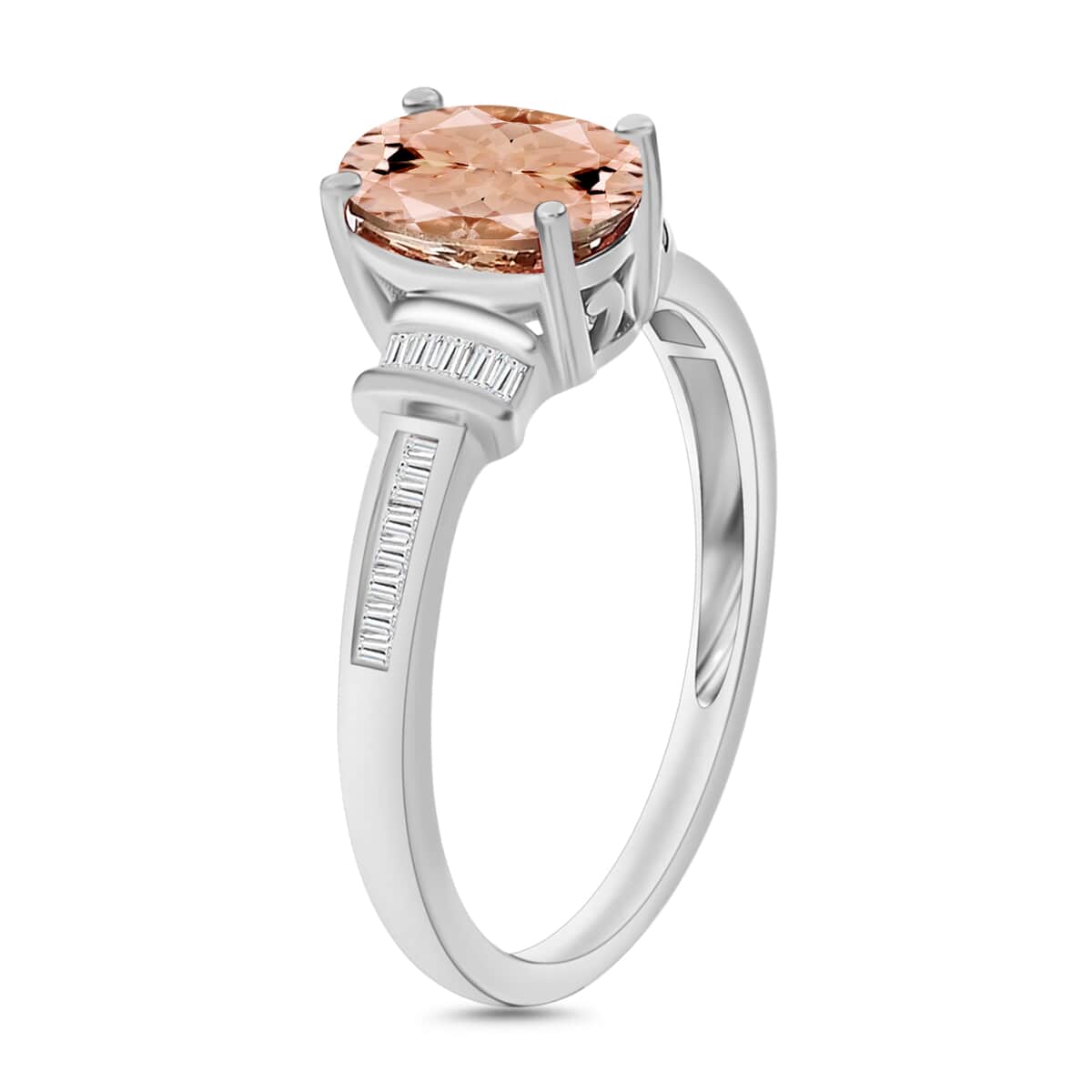 Luxoro Premium Pink Morganite and G-H I1 Diamond  Ring in 14K White Gold (Size 10.0) 1.50 ctw image number 2