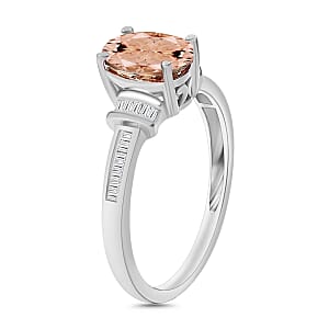 Luxoro Premium Pink Morganite and G-H I1 Diamond 1.50 ctw Ring in 14K White Gold (Size 10.0) (Del. in 10-12 Days)