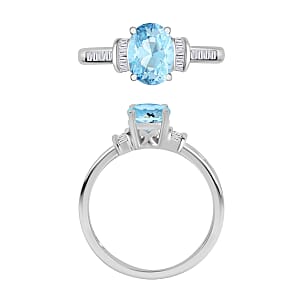Luxoro Premium Mangoro Aquamarine and G-H I1 Diamond 1.40 ctw Ring in 14K White Gold (Size 10.0) (Del. in 10-12 Days)