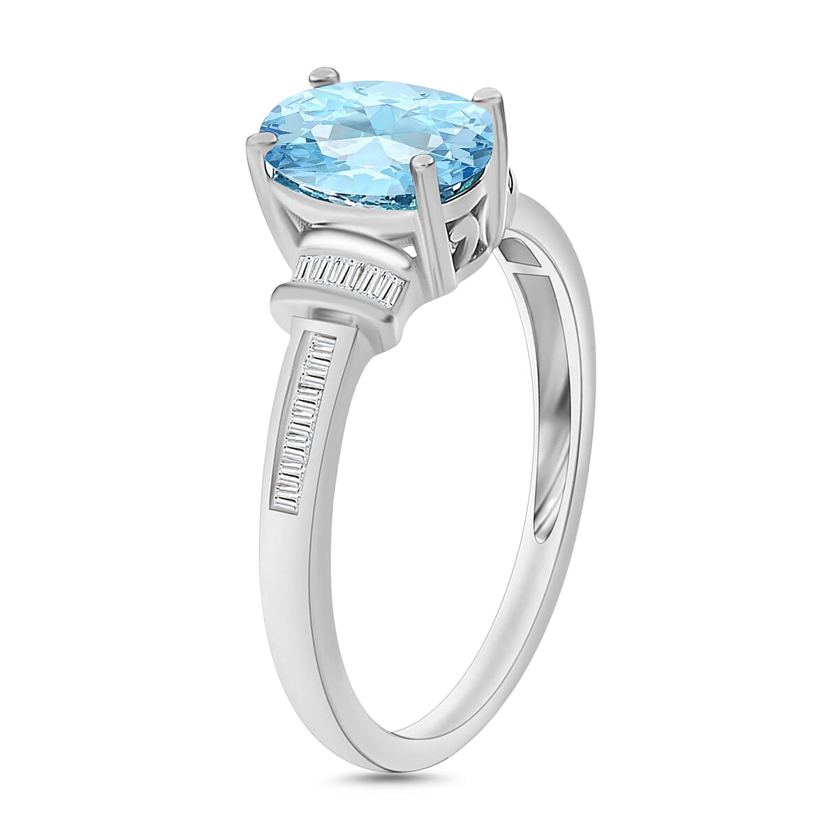 Luxoro Premium Mangoro Aquamarine and G-H I1 Diamond 1.40 ctw Ring in 14K White Gold (Size 11.0) (Del. in 10-12 Days) image number 2