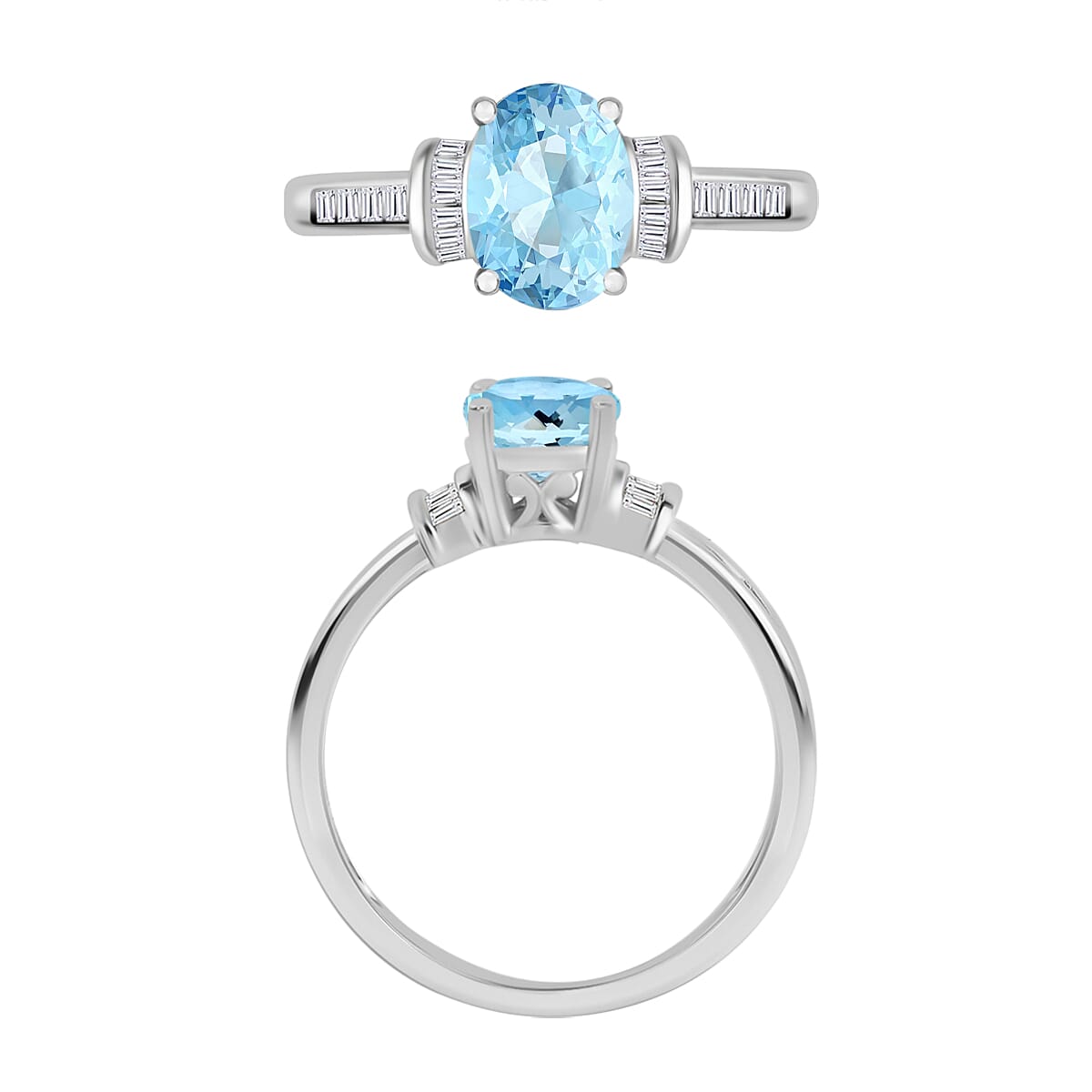 Luxoro Premium Mangoro Aquamarine and G-H I1 Diamond 1.40 ctw Ring in 14K White Gold (Size 11.0) (Del. in 10-12 Days) image number 3