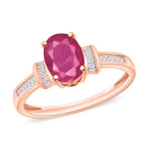 Luxoro Premium Mozambique Ruby and G-H I1 Diamond 1.75 ctw Ring in 14K Rose Gold (Size 10.0)