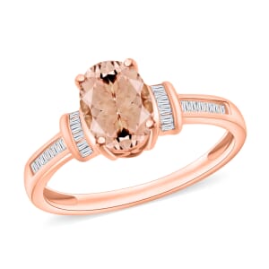 Luxoro Premium Pink Morganite and G-H I1 Diamond 1.50 ctw Ring in 14K Rose Gold (Size 10.0)