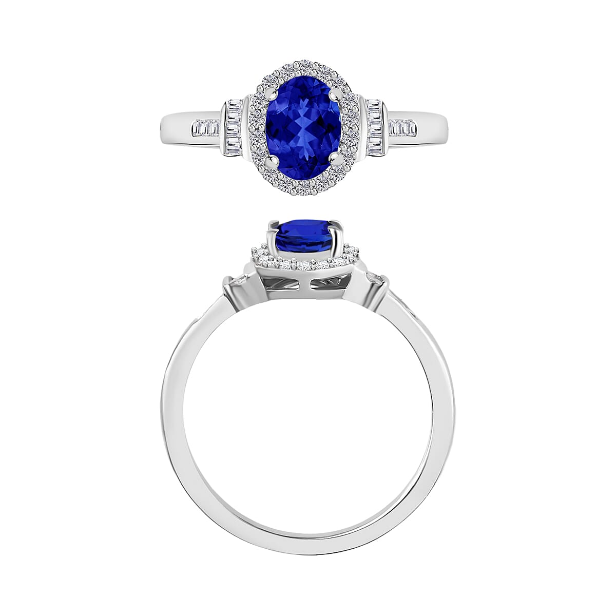 Rhapsody AAAA Tanzanite and E-F VS2 Diamond 1.00 ctw Ring in 950 Platinum (Size 9.5) 5.50 Grams (Del. in 10-12 Days) image number 3