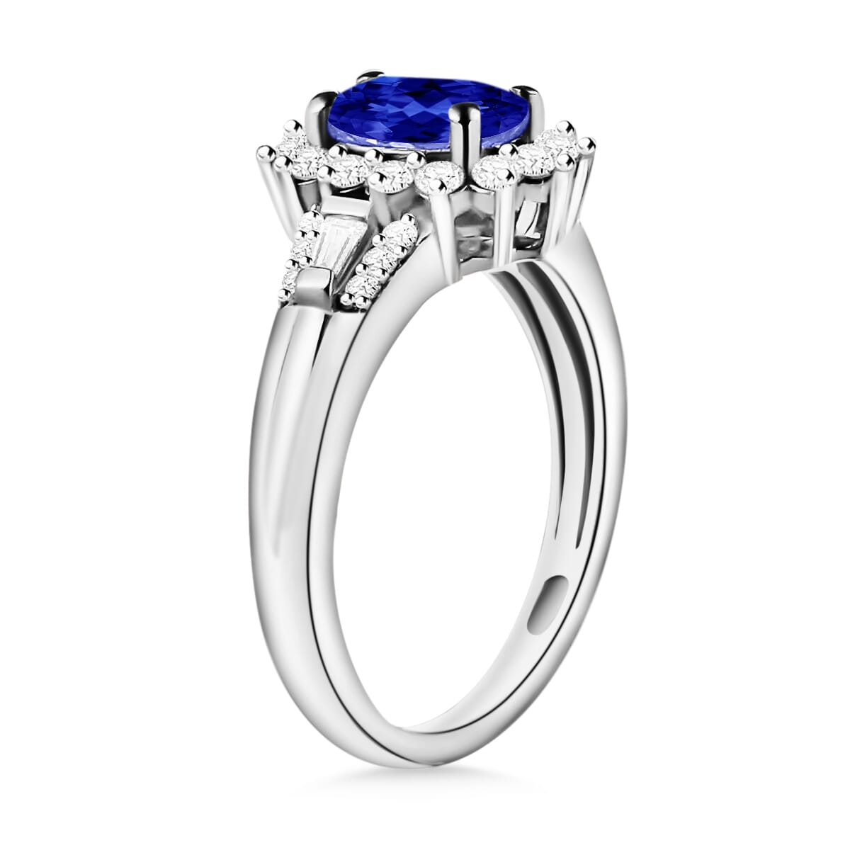 Rhapsody AAAA Tanzanite and E-F VS2 Diamond 1.20 ctw Sunburst Ring in 950 Platinum (Size 10.0) 5.50 Grams image number 2