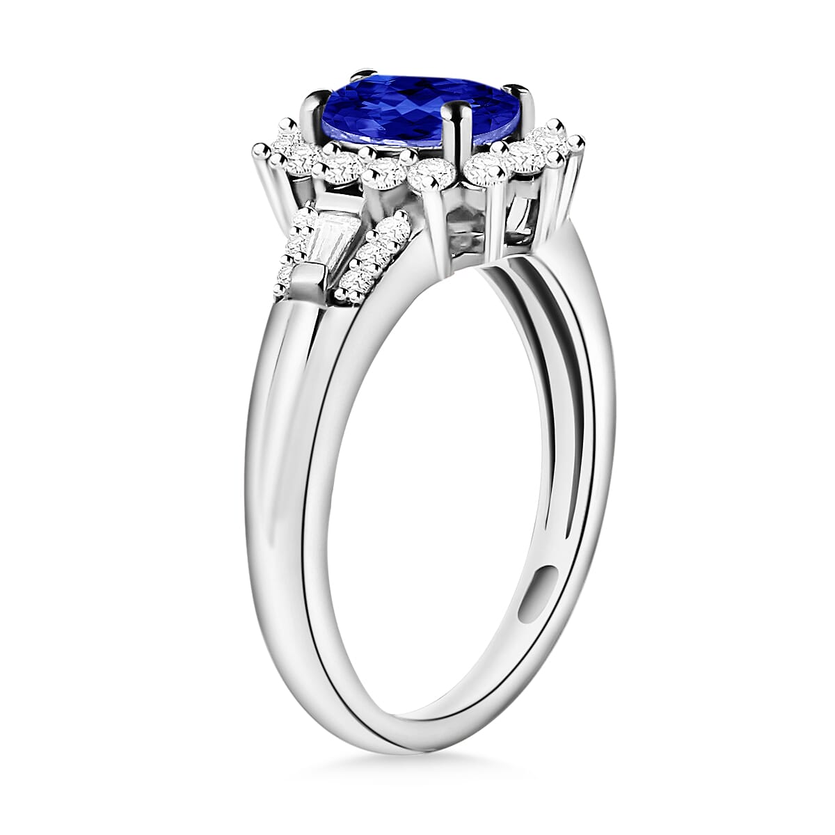 Rhapsody AAAA Tanzanite and E-F VS2 Diamond 1.20 ctw Sunburst Ring in 950 Platinum (Size 4.5) 5.50 Grams (Del. in 10-12 Days) image number 2
