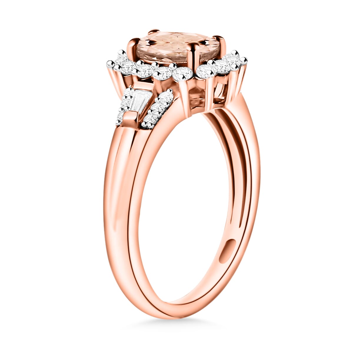 D'Joy Pink Morganite and Moissanite 1.25 ctw Ring in 18K Vermeil Rose Over Sterling Silver (Size 11.0) image number 2