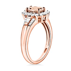 Pink Morganite and Moissanite 1.25 ctw Ring in 18K Vermeil Rose Over Sterling Silver (Size 8.5)