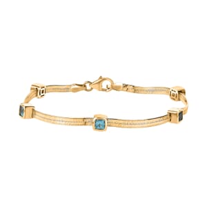 Betroka Blue Apatite 1.80 ctw Bracelet in 18K Vermeil Yellow Gold Over Sterling Silver (7.25 In)