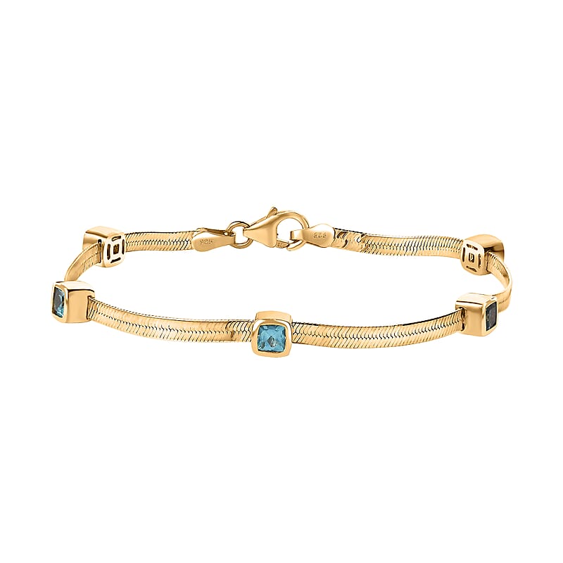 D'Joy Betroka Blue Apatite 1.80 ctw Bracelet in 18K Vermeil Yellow Gold Over Sterling Silver (7.25 In)