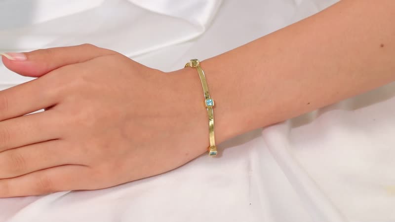 D'Joy Betroka Blue Apatite 1.80 ctw Bracelet in 18K Vermeil Yellow Gold Over Sterling Silver (7.25 In)