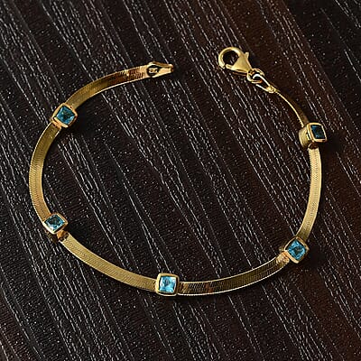 D'Joy Betroka Blue Apatite 1.80 ctw Bracelet in 18K Vermeil Yellow Gold Over Sterling Silver (7.25 In)